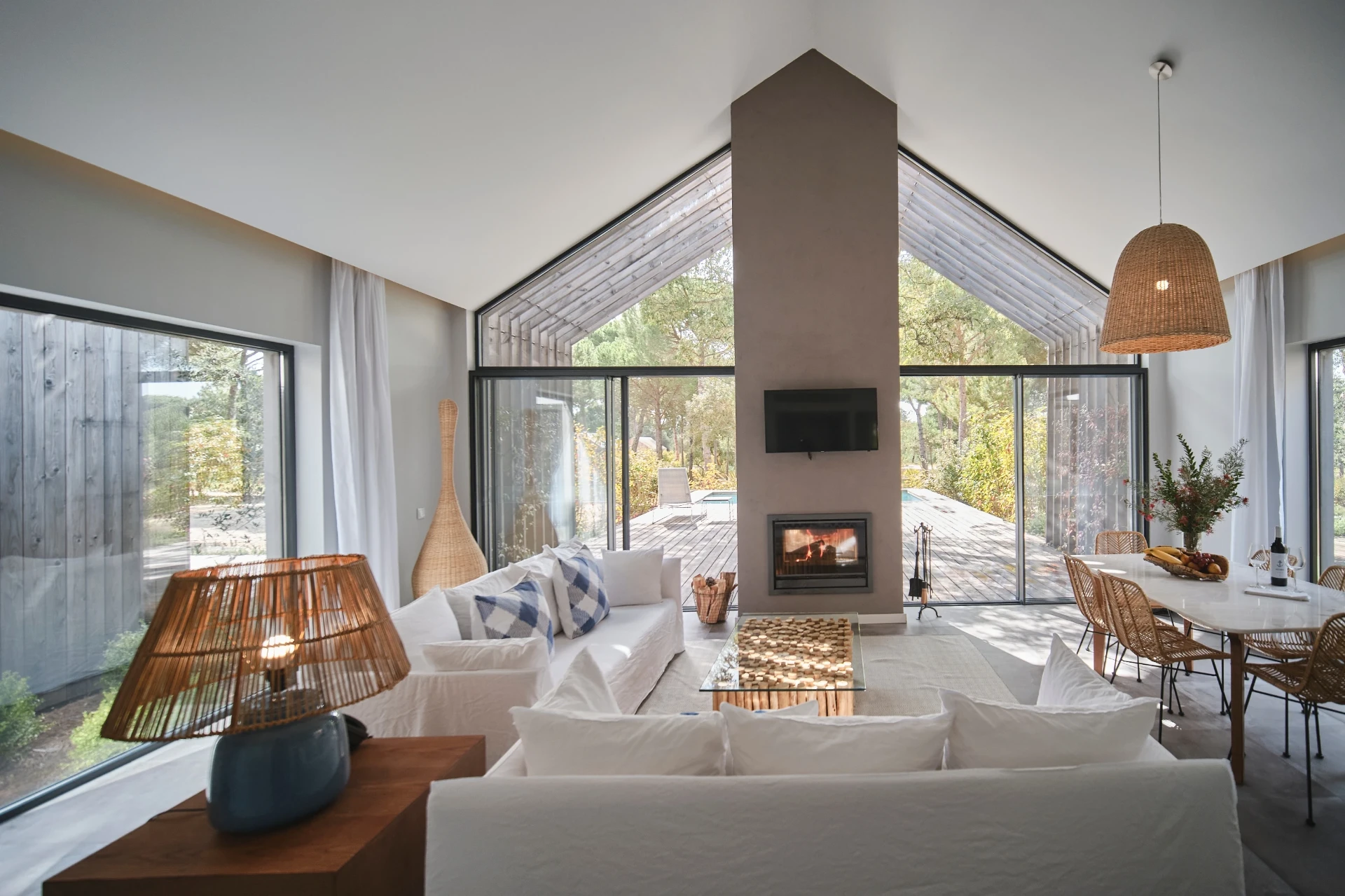 Living room opening onto the pool terrace